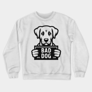 Bad Dog Mug Shot Illustration Crewneck Sweatshirt